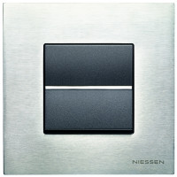 ABB Выключатель 1-клавишный, вставка - антрацит, рамка - натуральная сталь, серия Zenit ABB Выключатель 1-клавишный, вставка - антрацит, рамка - натуральная сталь, серия Zenit