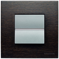 ABB Выключатель 1-клавишный, вставка - алюминий, рамка - дерево венге, серия Zenit ABB Выключатель 1-клавишный, вставка - алюминий, рамка - дерево венге, серия Zenit