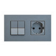 ABB Блок: Выключатель 2-клавишный с розеткой 2к+з, цвет - алюминий, серия Zenit ABB Блок: Выключатель 2-клавишный с розеткой 2к+з, цвет - алюминий, серия Zenit