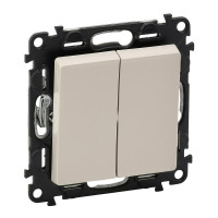 Legrand Valena LIFE.Выключатель двухклавишный 10А 250В с лицевой панелью.Безвинтовые зажимы.Слоновая кость, 752505 Legrand Valena LIFE.Выключатель двухклавишный 10А 250В с лицевой панелью.Безвинтовые зажимы.Слоновая кость, 752505