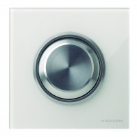 ABB Выключатель 1-клавишный, вставка - хром, рамка - белое стекло, серия Sky ABB Выключатель 1-клавишный, вставка - хром, рамка - белое стекло, серия Sky